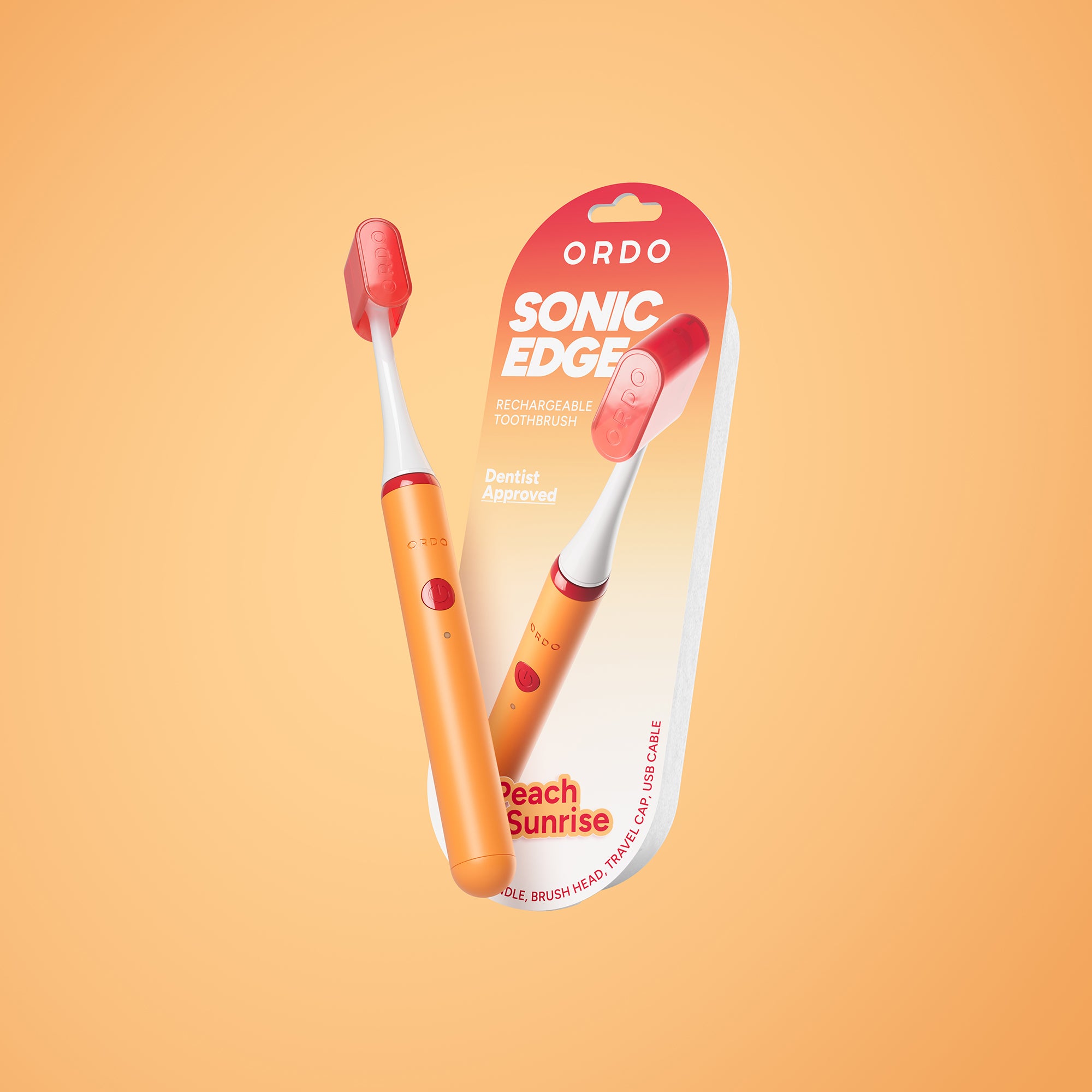 Edge Toothbrush Ordo Sonic Edge Rechargeable Toothbrush - Peach Sunrise – Ordo Australia