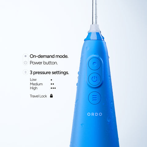 Ordo Hydro Sonic Water Flosser & Floss Tips Bundle - Arctic Blue