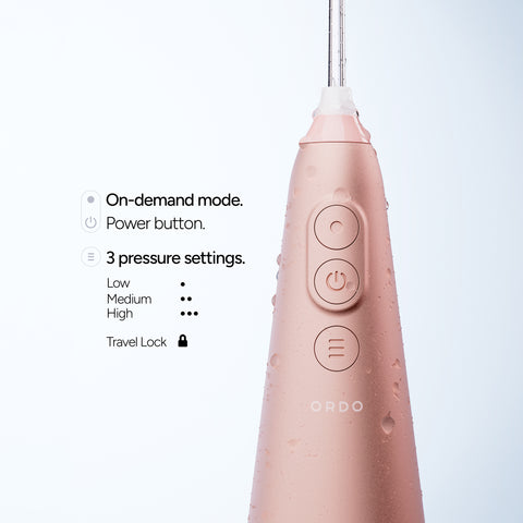 Ordo Hydro Sonic Water Flosser & Floss Tips Bundle - Rose Gold