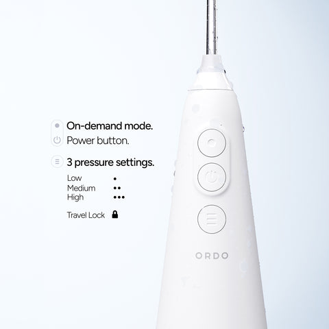 Ordo Hydro Sonic Water Flosser & 3x Floss Tips Dental Selection Bundle - White