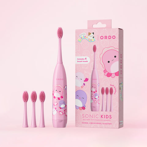 Ordo Sonic Kids Battery Toothbrush and Brush Head Bundle - Squishmallows Auggie
