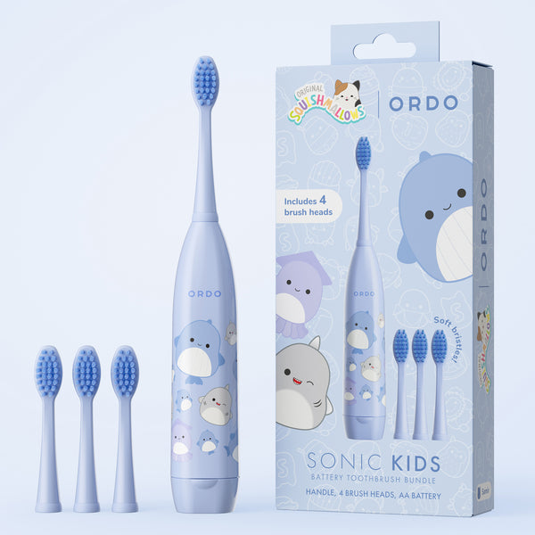 Ordo Sonic Kids Battery Toothbrush and Brush Head Bundle - Squishmallows Samir