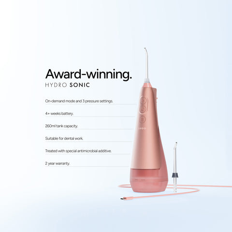 Ordo Hydro Sonic Water Flosser & Floss Tips Bundle - Rose Gold