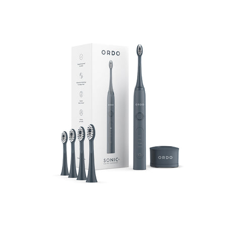 Ordo Sonic+ Toothbrush & 4x Brush Head Bundle - Charcoal Grey
