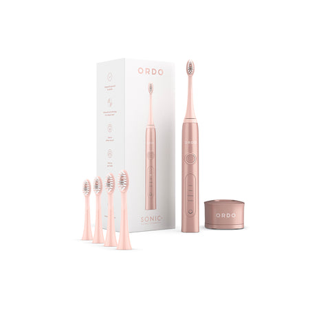 Ordo Sonic+ Toothbrush & 4x Brush Head Bundle - Rose Gold