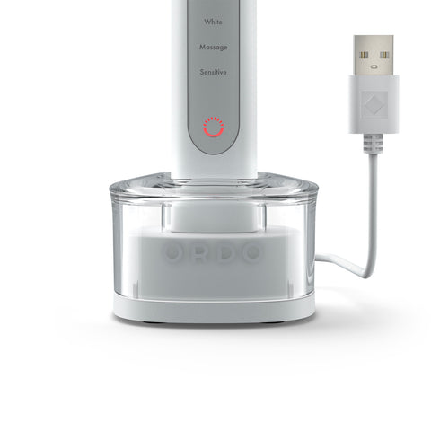 Ordo Sonic+ Toothbrush & 4x Brush Head Bundle - White/Silver