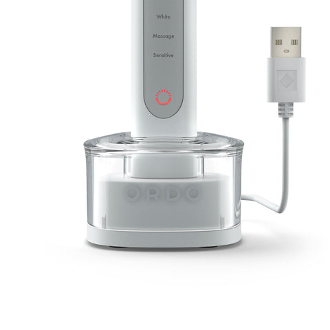 Ordo Sonic+ Toothbrush & 2x Brush Head Bundle - White/Silver